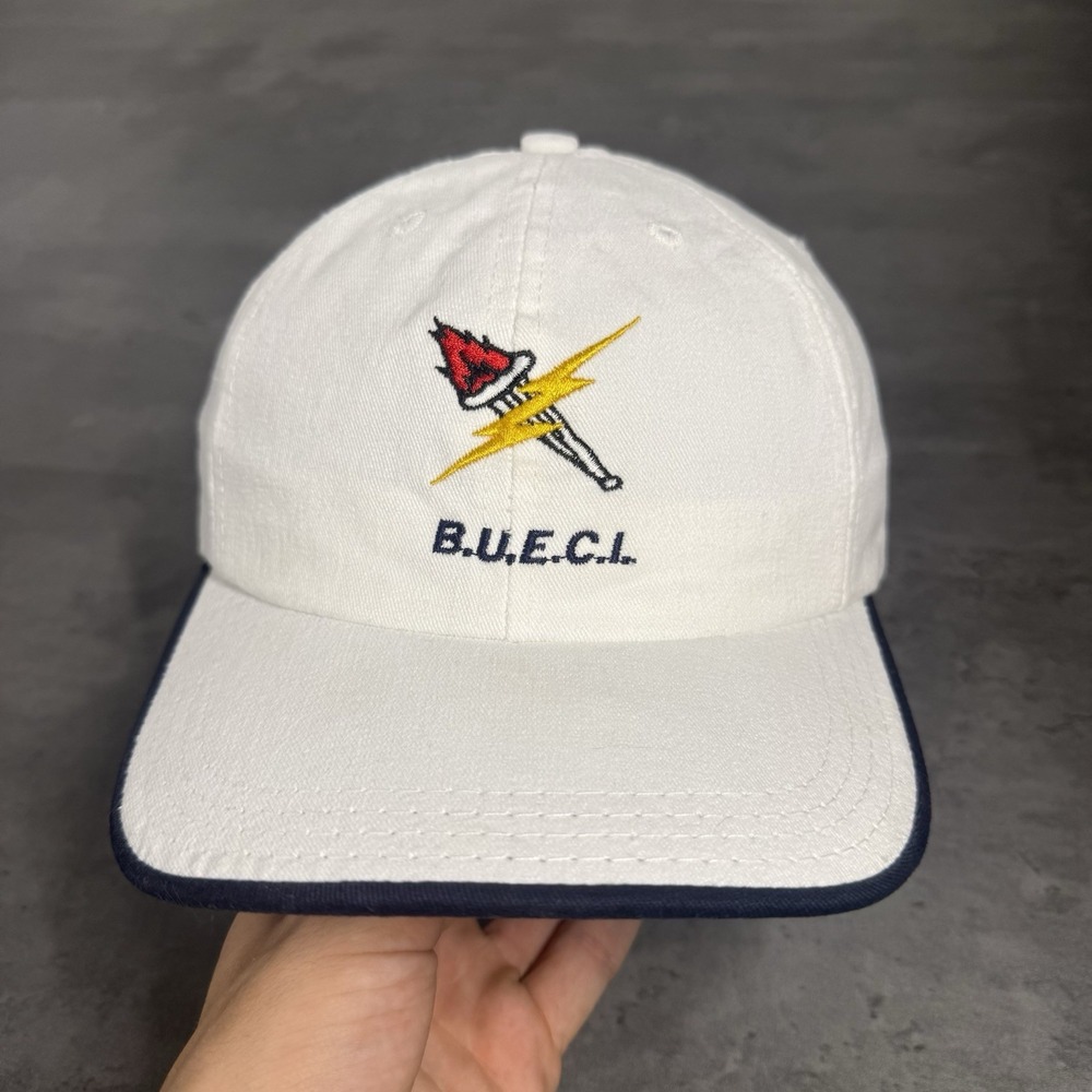 Vintage Electrical Engineering Hat White Navy Lig… - image 2